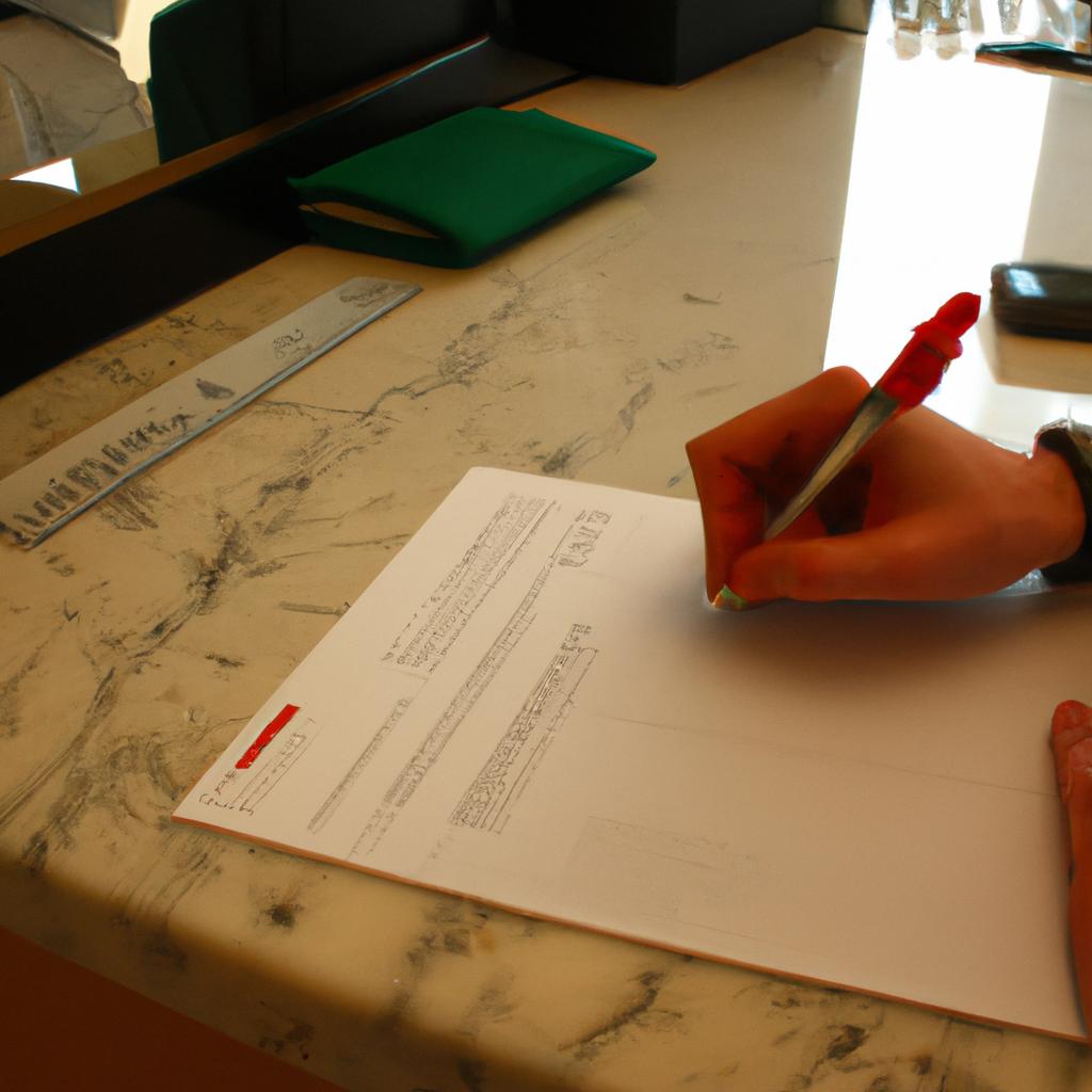 Person signing hotel check-in